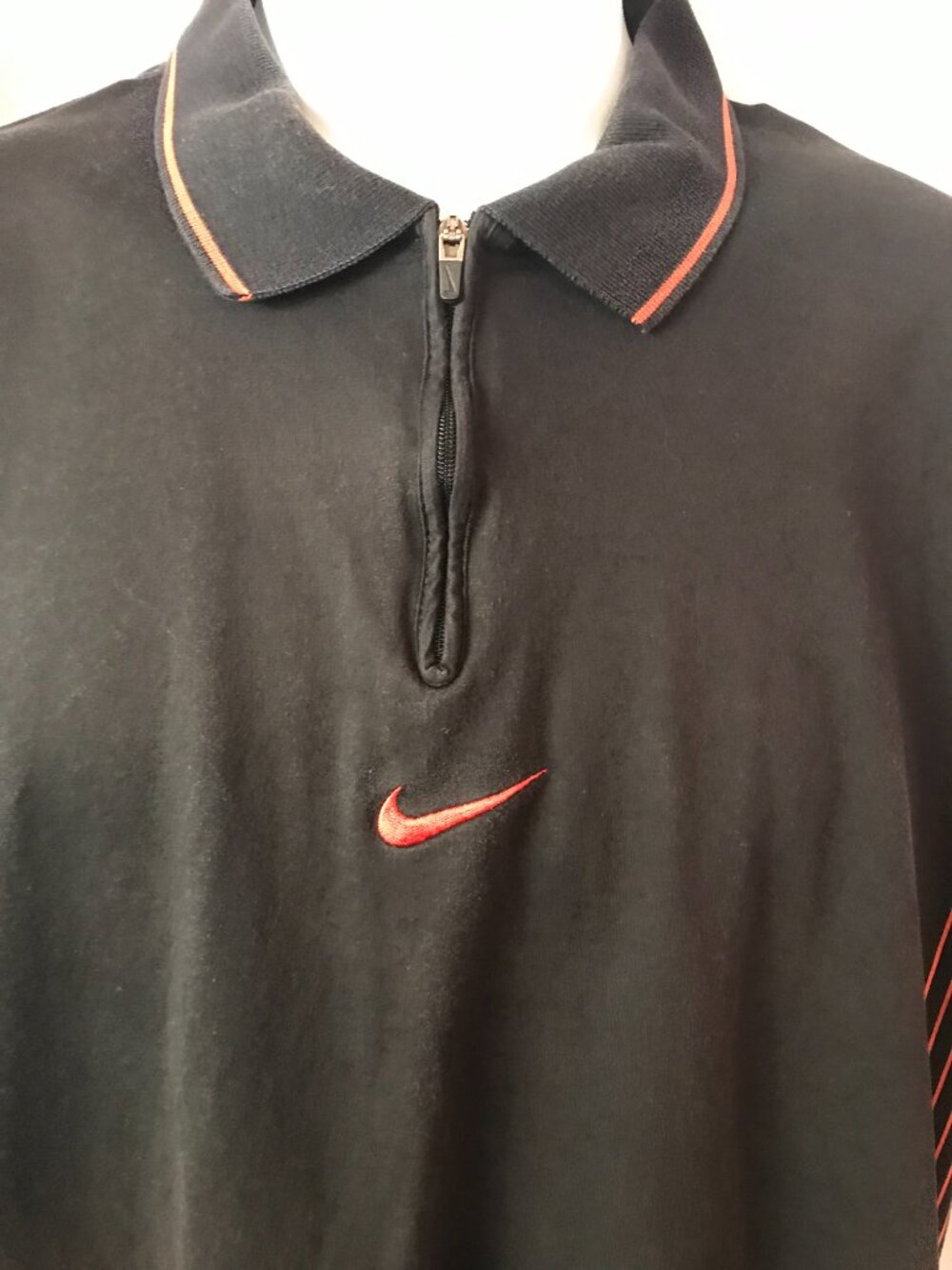 Nike VINTAGE Quarter Zipper Two Tone Activewear Activewear Sport Cut Polo Shirt - Picture 3 of 7